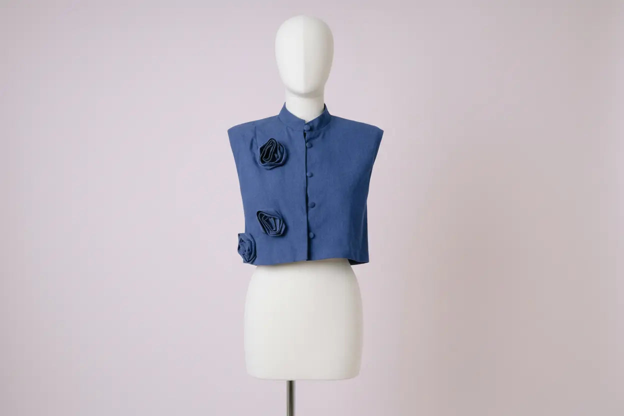 Floral Embellished Denim Vest