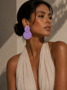 Mapale Pink Beaded Statement Earrings