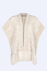 Amaris Alpaca Fringe Poncho | Beige Melange