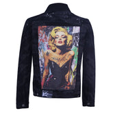 Black denim jacket with Marilyn Monroe print