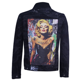 Black denim jacket with Marilyn Monroe print