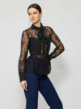 Laelia Pleated Lace Silk Blouse