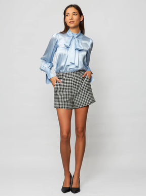 Phaius Bow Tie Silk Charmeuse Blouse