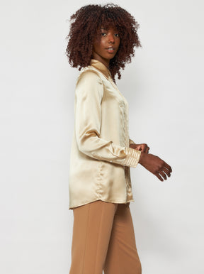 Solgo Pleated Silk Charmeuse Shirt