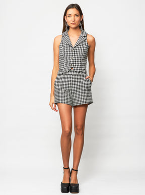 Valda Houndstooth Tweed Vest