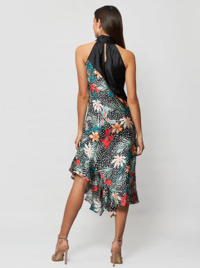 Yera Halter Silk Midi Dress