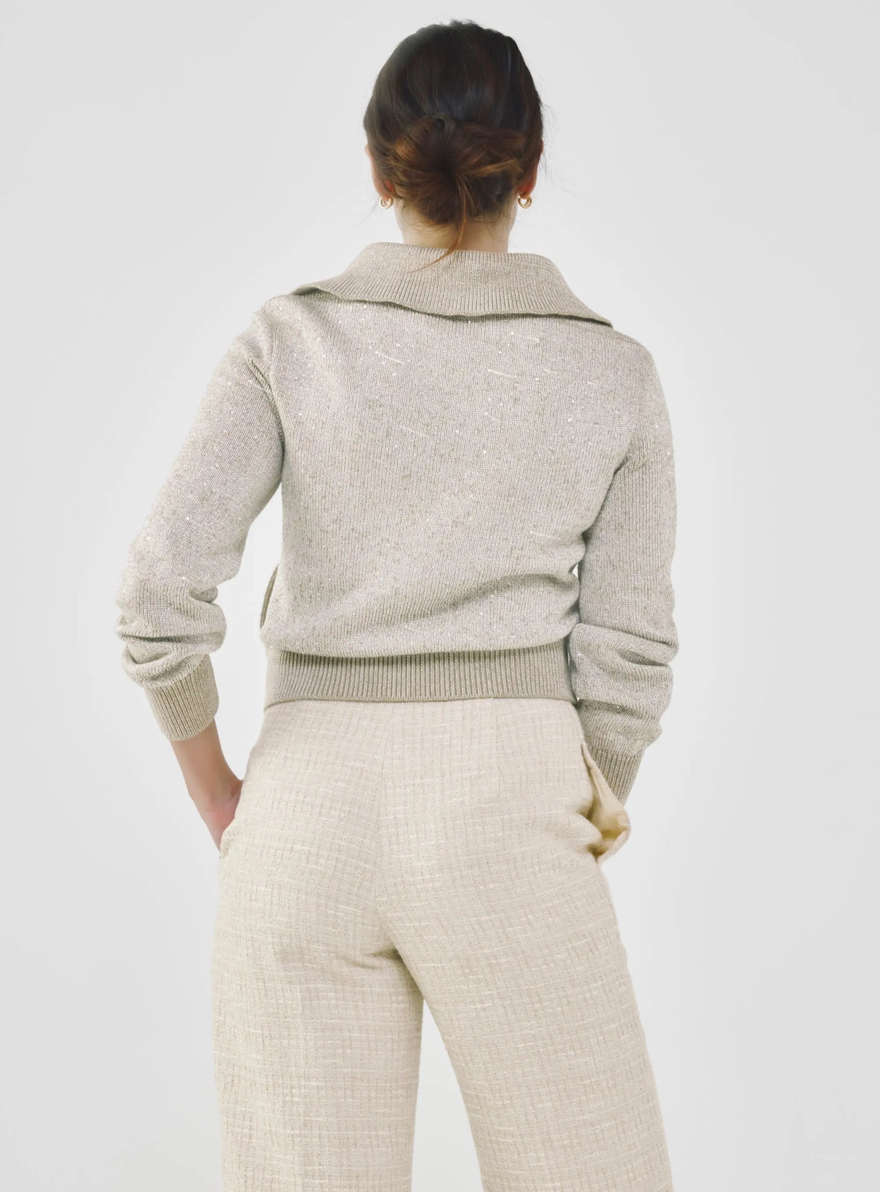 Sequin-Kissed Cotton Cardigan