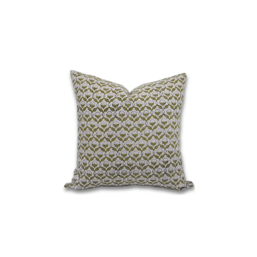 Floral Block Print Thick Linen Room Cushion Cover - Madhuvan