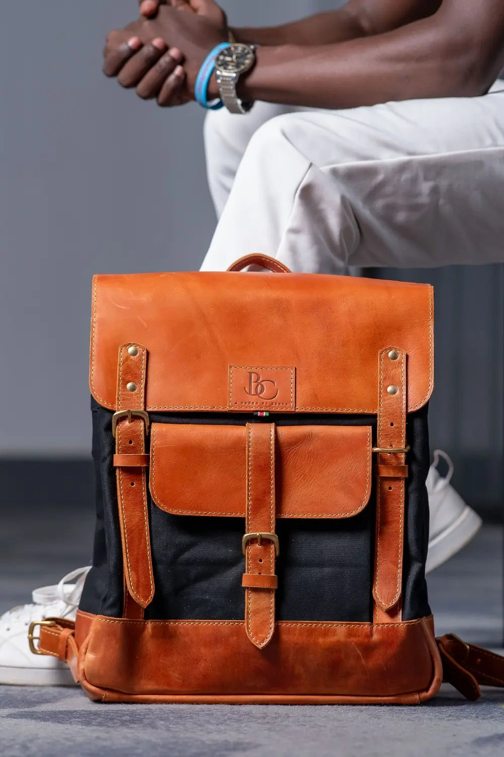 Safari Collection- Canvas And Leather Backpack 