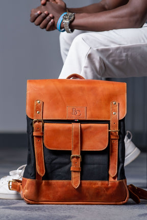 Safari Collection- Canvas And Leather Backpack 