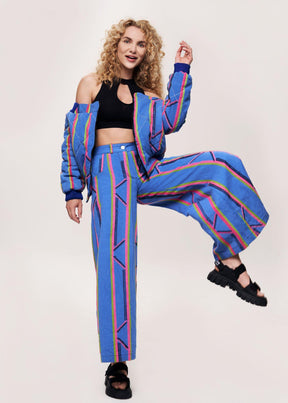 Keys,  Denim-style Wide-leg Trousers