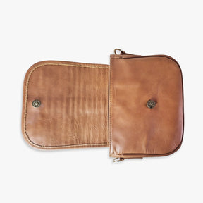 Beige Leather Carriel Bag – Handmade Crossbody & Handbag with Palm Strap Detail, Timeless Leather Purse