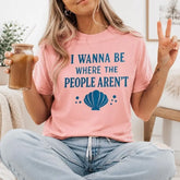 I Wanna Be Where The People Aren't Seashell Graphic T-Shirt | Light Pink Introvert Summer Cotton Tee