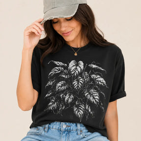 Monochrome Monstera Leaf Graphic Tee