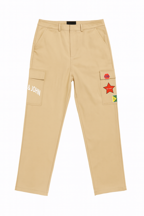 Khaki Logo Patch Cargo Pants