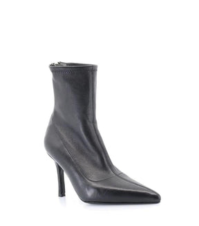 Chic Black Leather Booties with Heel Zip Emilia