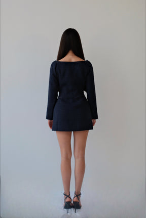 Oxford Blue Double-Breasted Dress