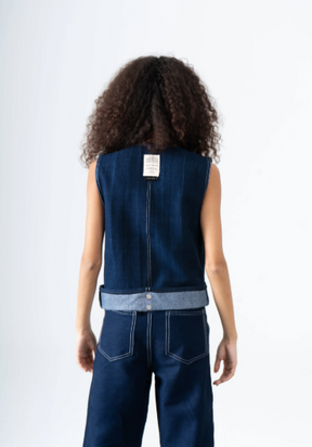 Asymmetric Denim Vest