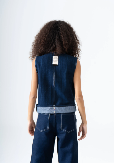 Asymmetric Denim Vest