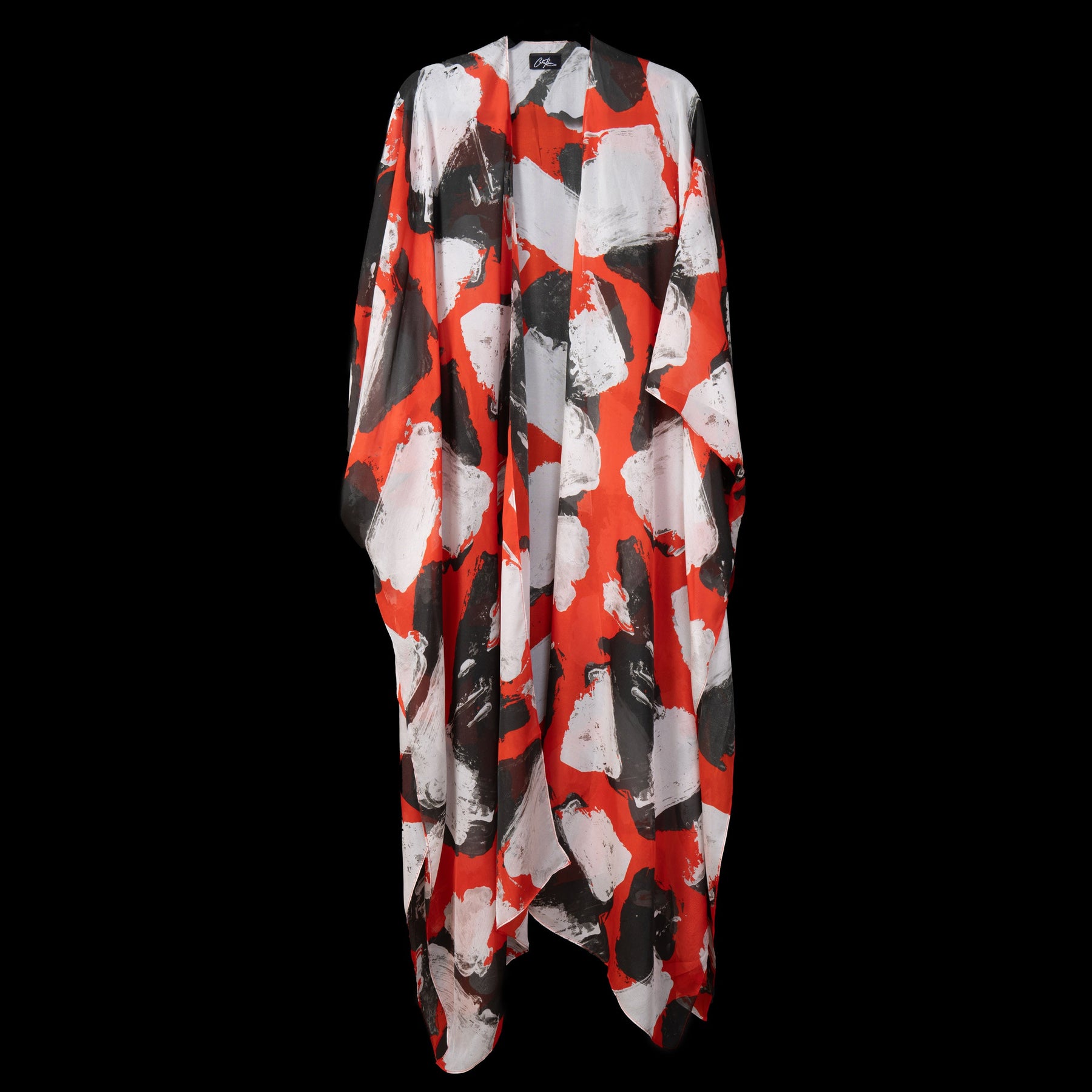 Red White Black Blocks Kimono Duster