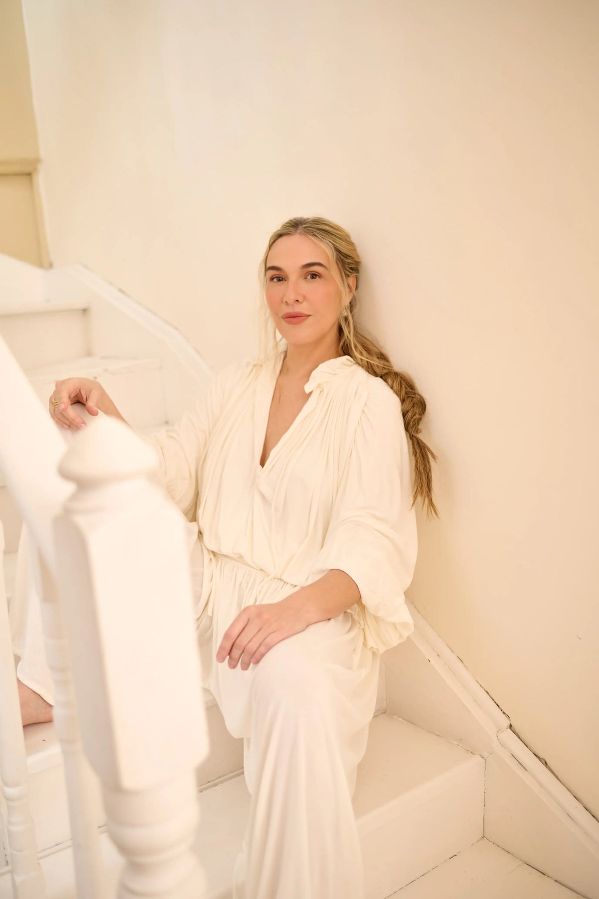 Quiet Top Ivory – Balloon Sleeve Tie Front