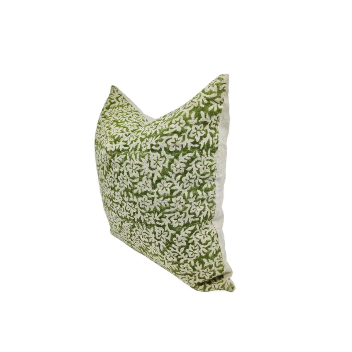 Floral Block Print Thick Linen Room Pillow Cover -Nidhivan