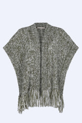 Amaris Alpaca Fringe Poncho | Olive Melange