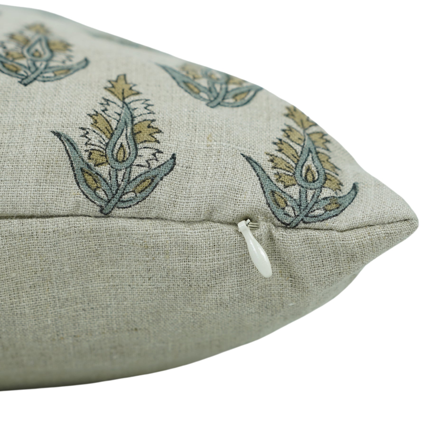 Boho Block Print Pure Linen Pillow Cover - Kanak Buti