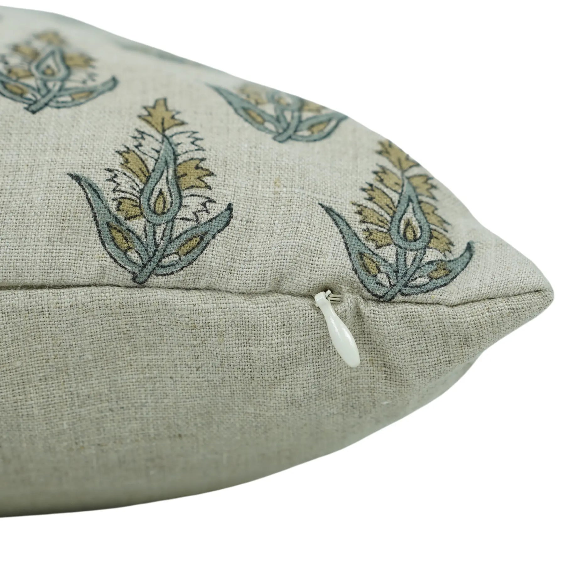 Boho Block Print Pure Linen Pillow Cover - Kanak Buti