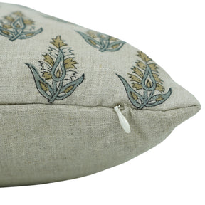 Boho Block Print Pure Linen Pillow Cover - Kanak Buti
