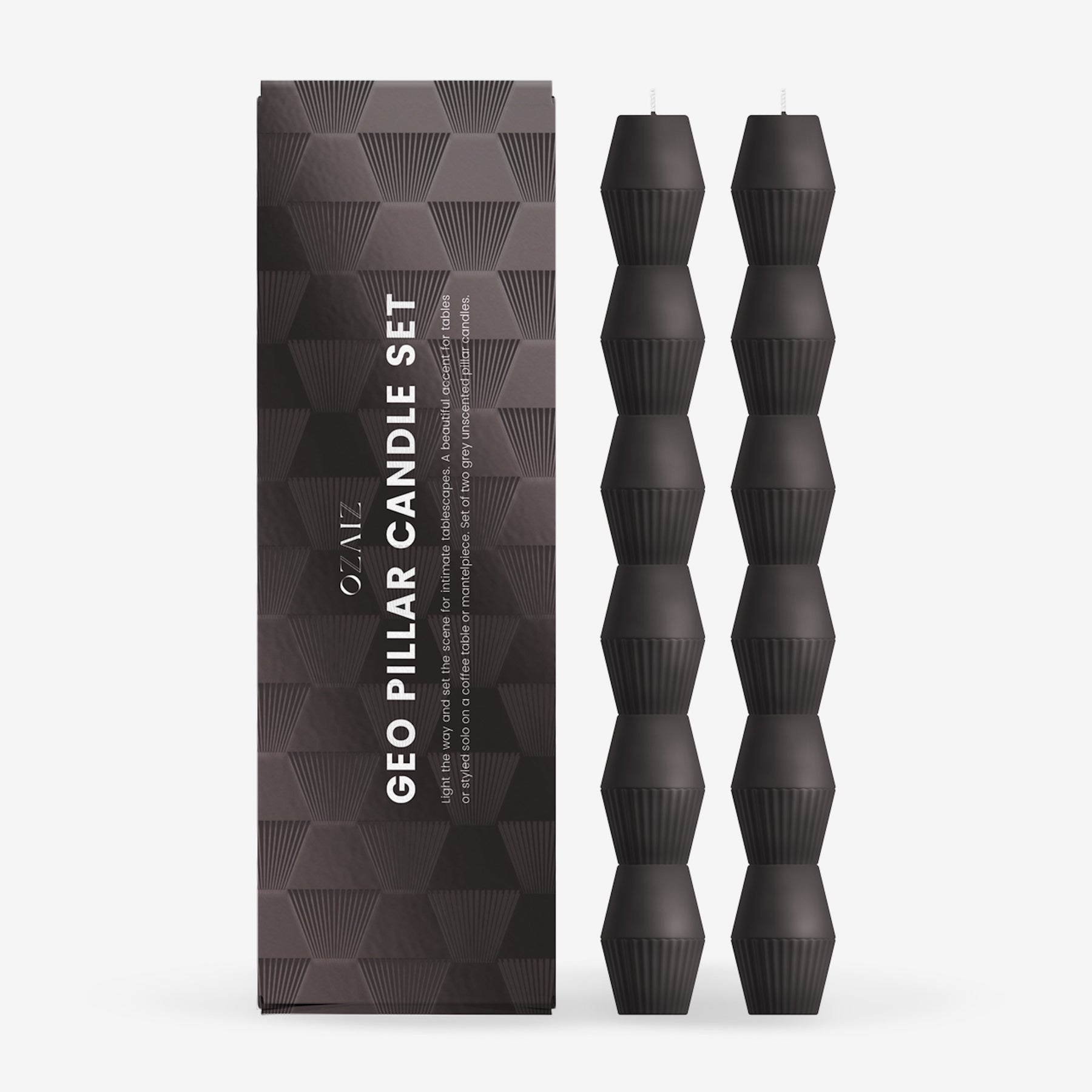 ZAI Geometric Pillar Candle in Ivory