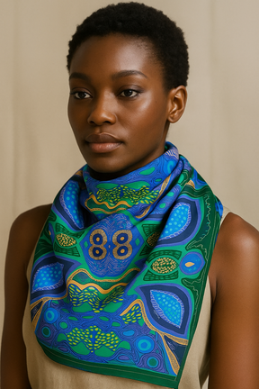 Matriarch Pattern Print Scarf | Blue