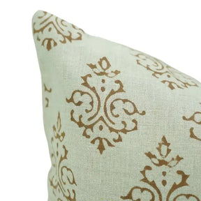 Hand-Carved Decorative Block Print Boho Pure Linen Pillow Cover- Ekakshar Buta