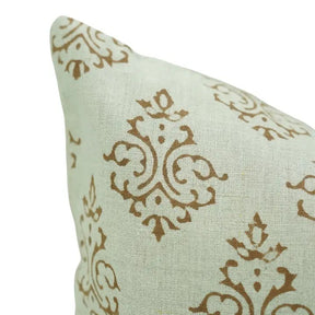 Hand-Carved Decorative Block Print Boho Pure Linen Pillow Cover- Ekakshar Buta