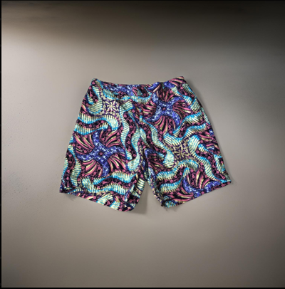 Sea Pink, Purple, and Gold Long Shorts