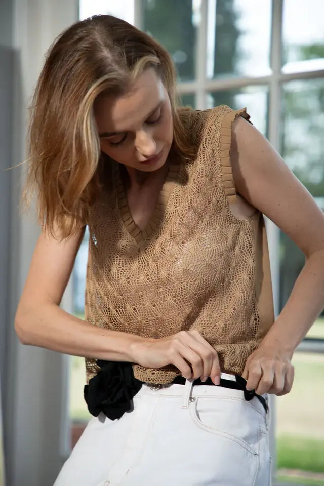Camel Crochet Cotton Top