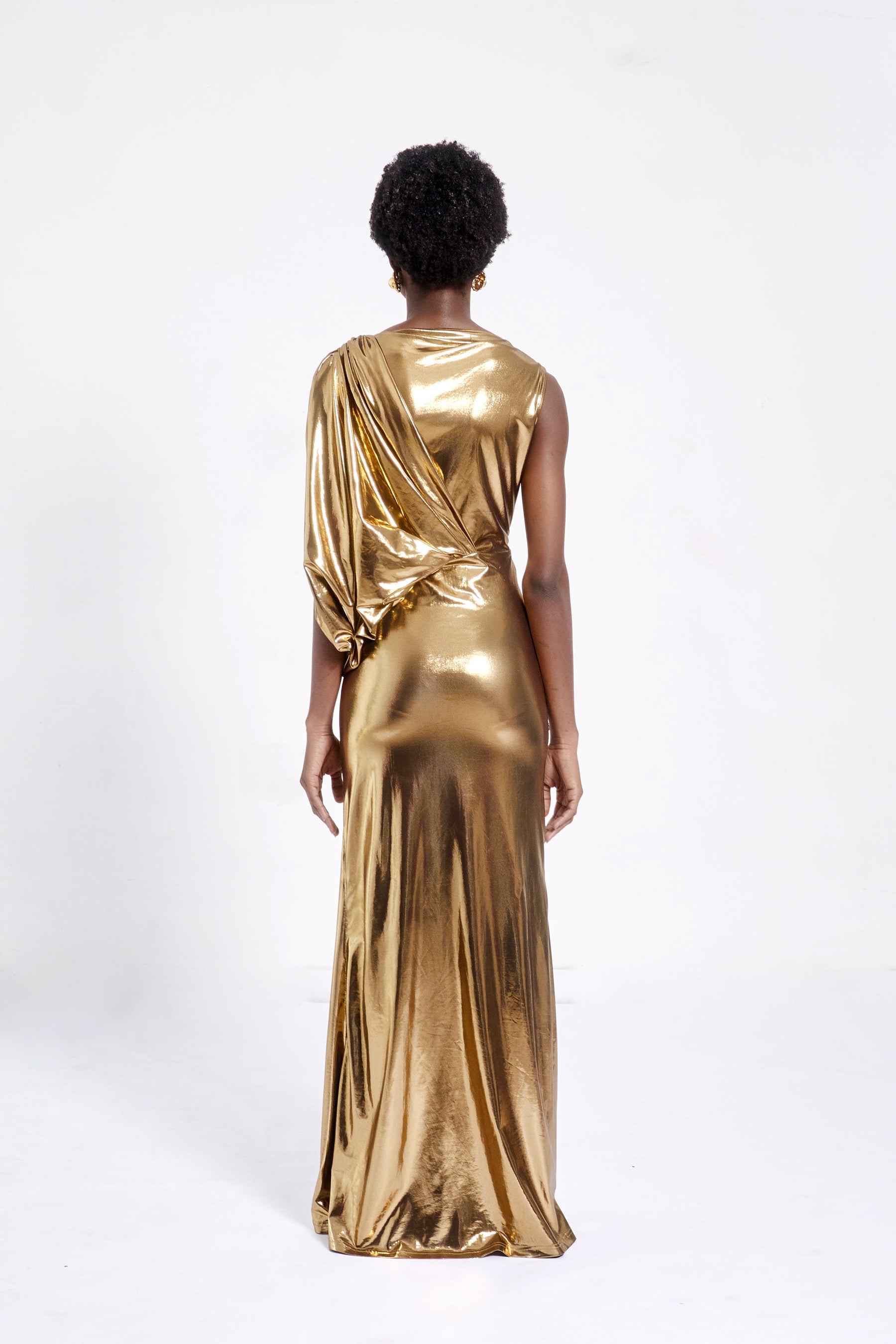 GOLD DRAPED DRESS- GOLD