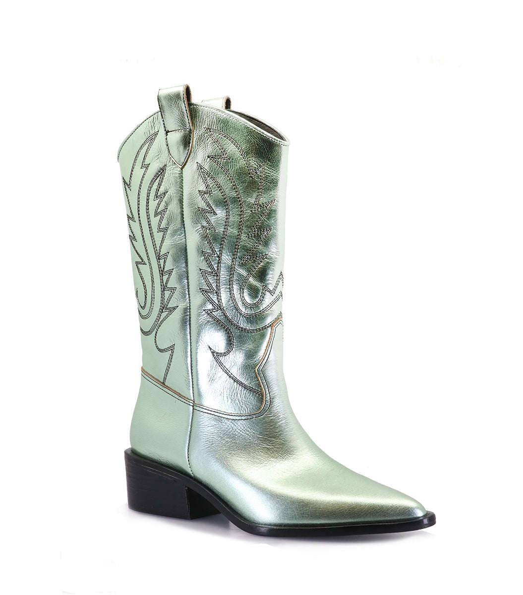 Shimmering Green Texan Boots Mest