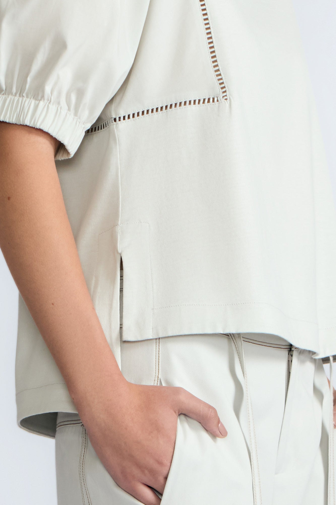 Jamie Textured Cotton Top | Silver