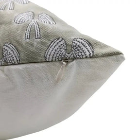 Bohemian Hand Block Printed Thick Cotton White Cushion Cover - Mashroom