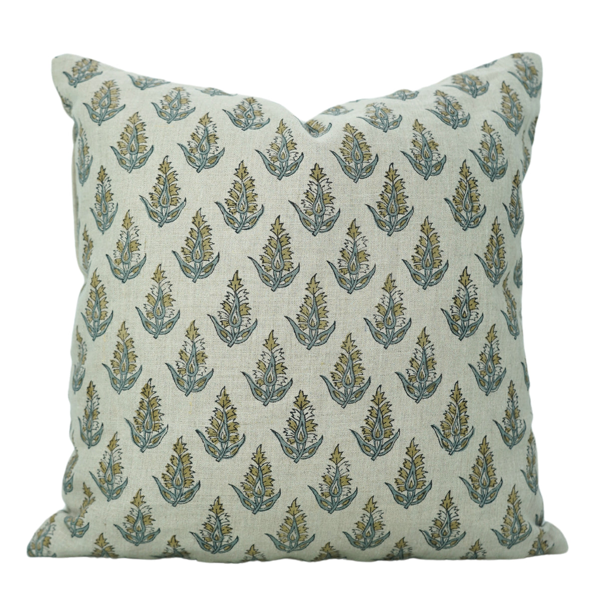 Boho Block Print Pure Linen Pillow Cover - Kanak Buti
