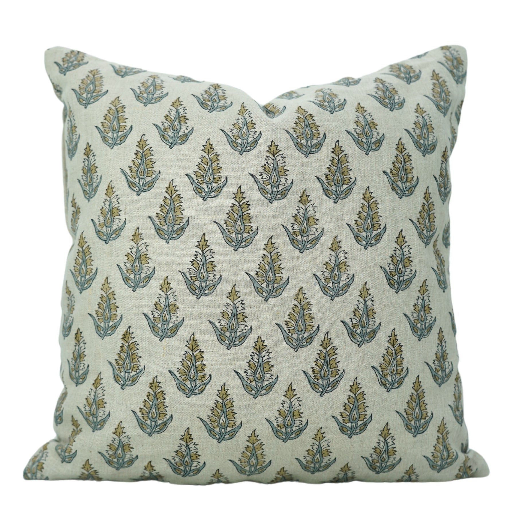 Boho Block Print Pure Linen Pillow Cover - Kanak Buti