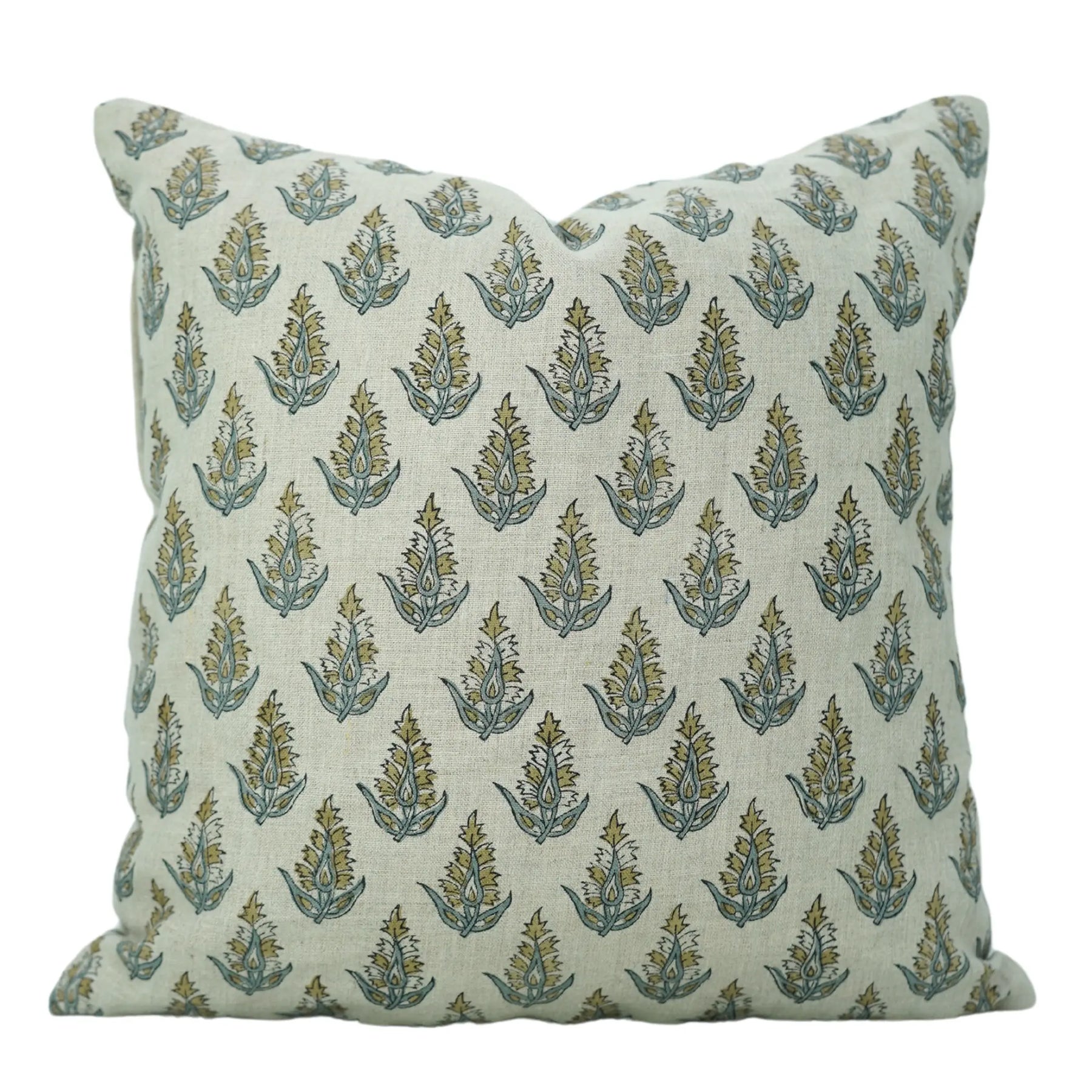 Boho Block Print Pure Linen Pillow Cover - Kanak Buti