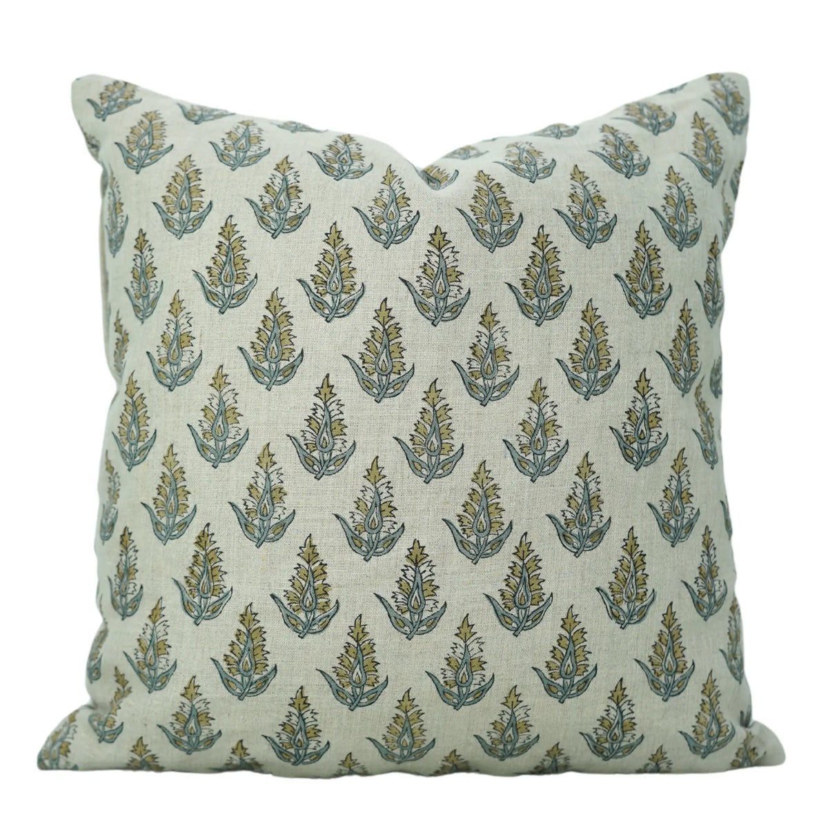 Boho Block Print Pure Linen Pillow Cover - Kanak Buti