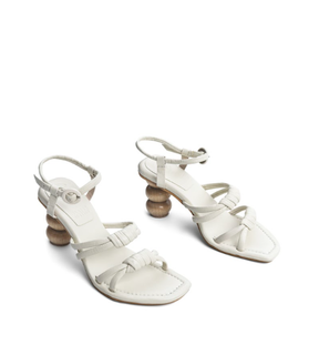 Palma Off White Knotted Wood Heel Sandals