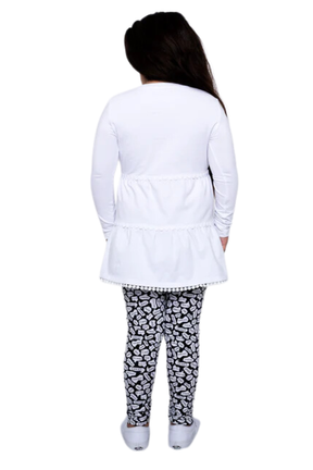 Mixed Up Clothing Girls Tiered Tunic and Legging Set White/Black/Hello