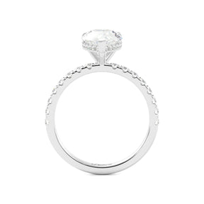 Pear Diamond Platinum Hidden Halo Engagement Ring