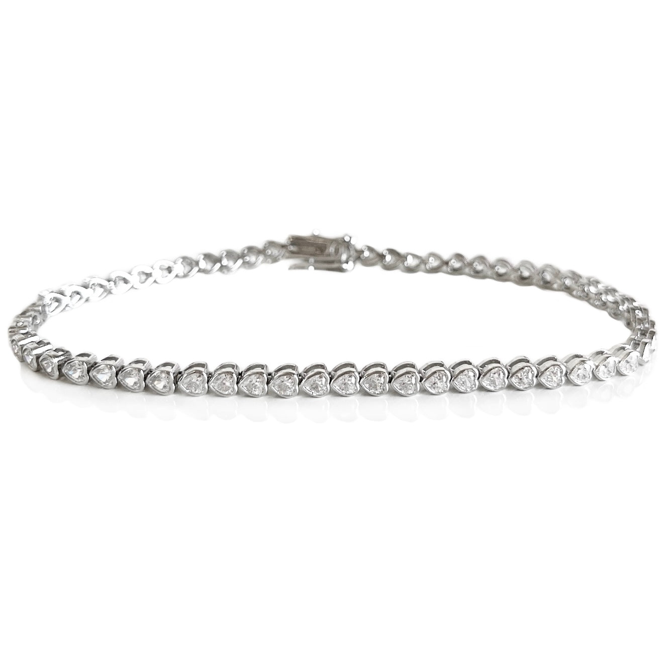 THE “MARIE” HEART BEZEL TENNIS ANKLET