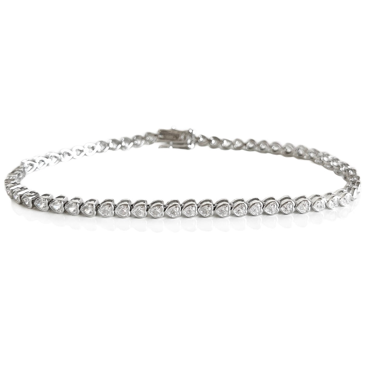 THE “MARIE” HEART BEZEL TENNIS ANKLET
