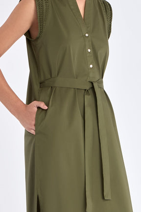Maki Nehru Collar Dress | Olive
